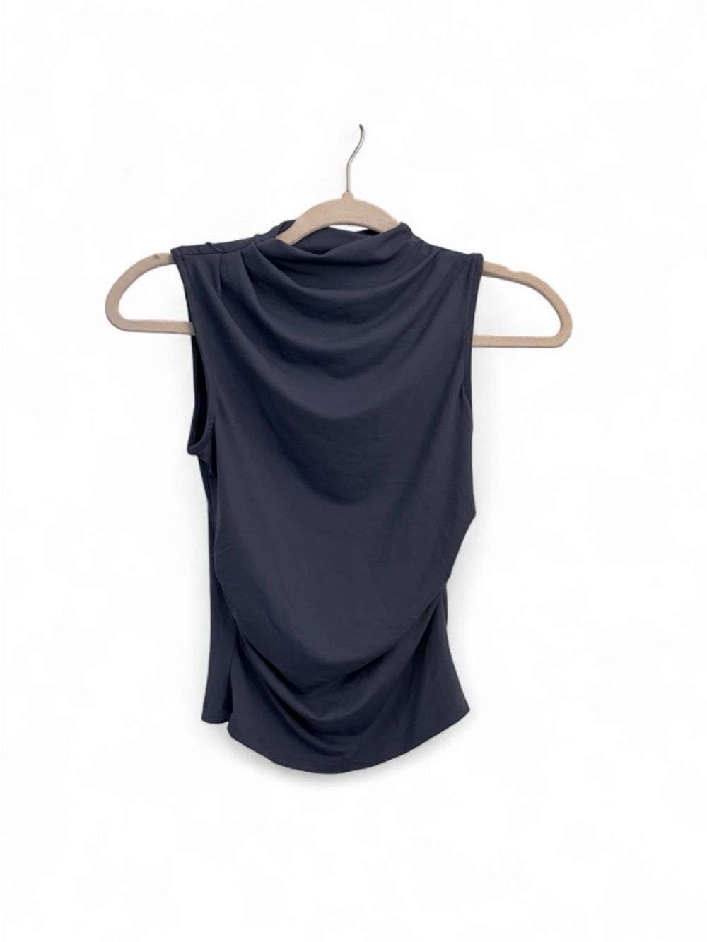 Sleeveless Mock Neck Drape Top - blue